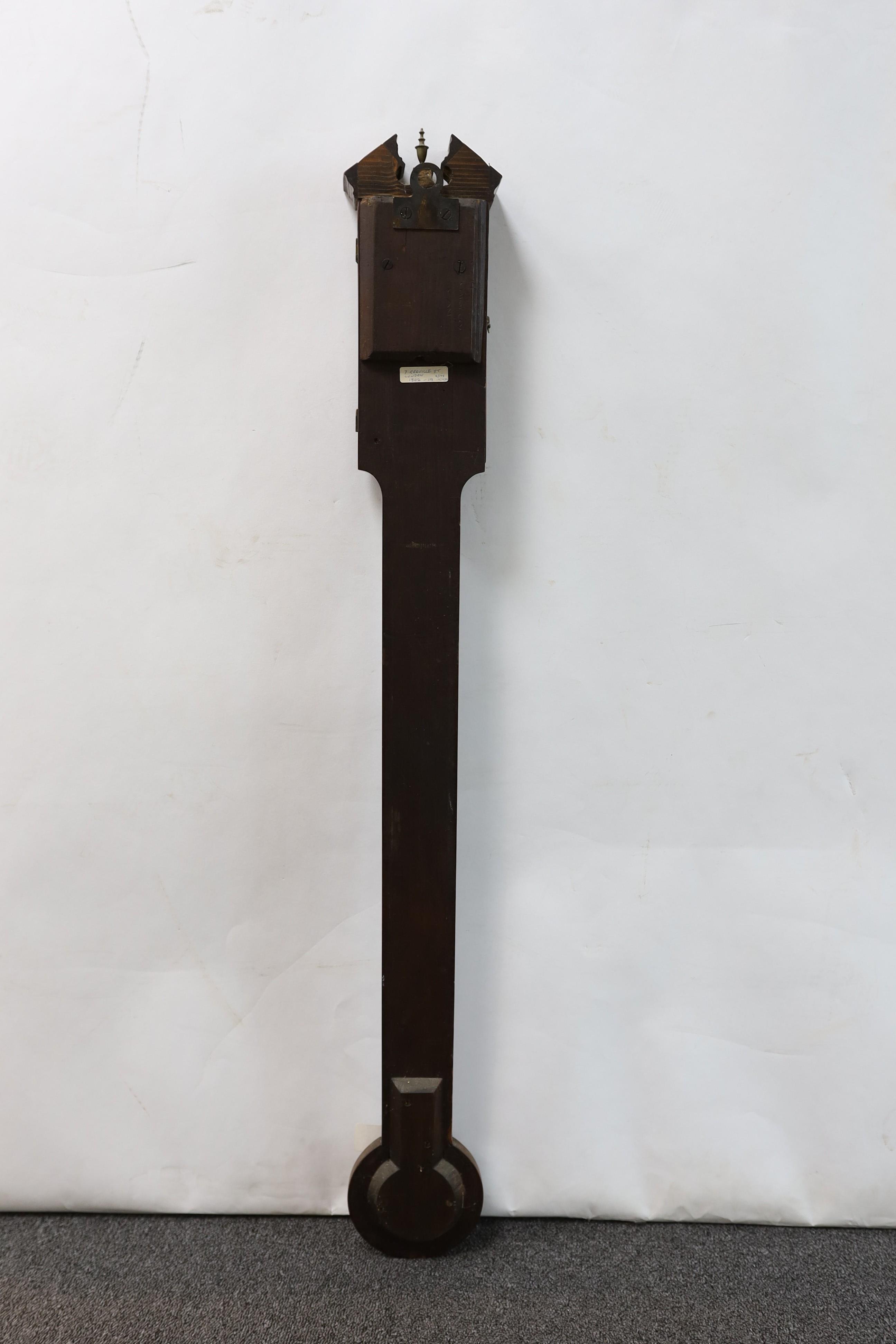 A George III mahogany stick barometer, with engraved sliding scale marked A. Corti & Co, London, height 98cm